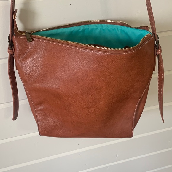 Catchfly Women's Southwestern Color Block With Brindle Inlay Bucket Bag Purse - Picture 4 of 7